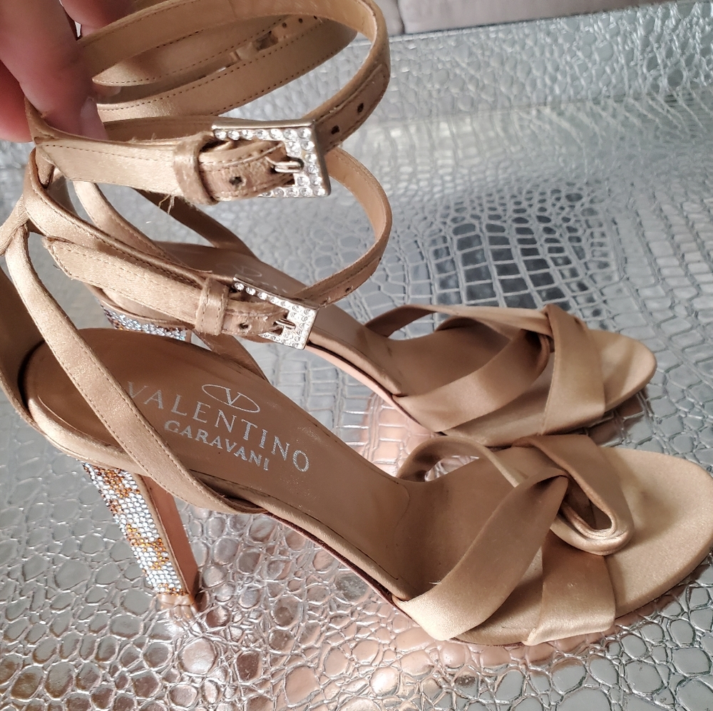 Valentino Ankle Strap Rhinestone Heels